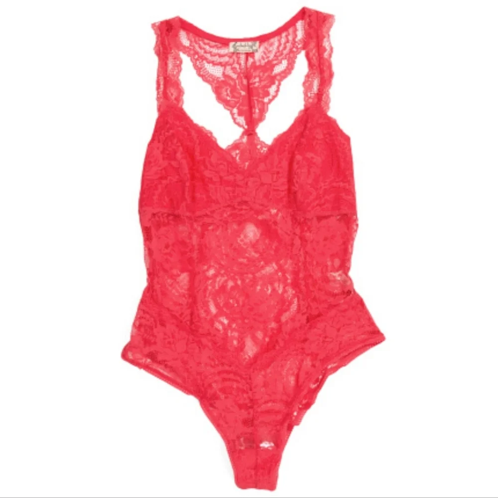 Free People Intimately Midnight Hour Lace Bodysuit Hot Berry X-Small